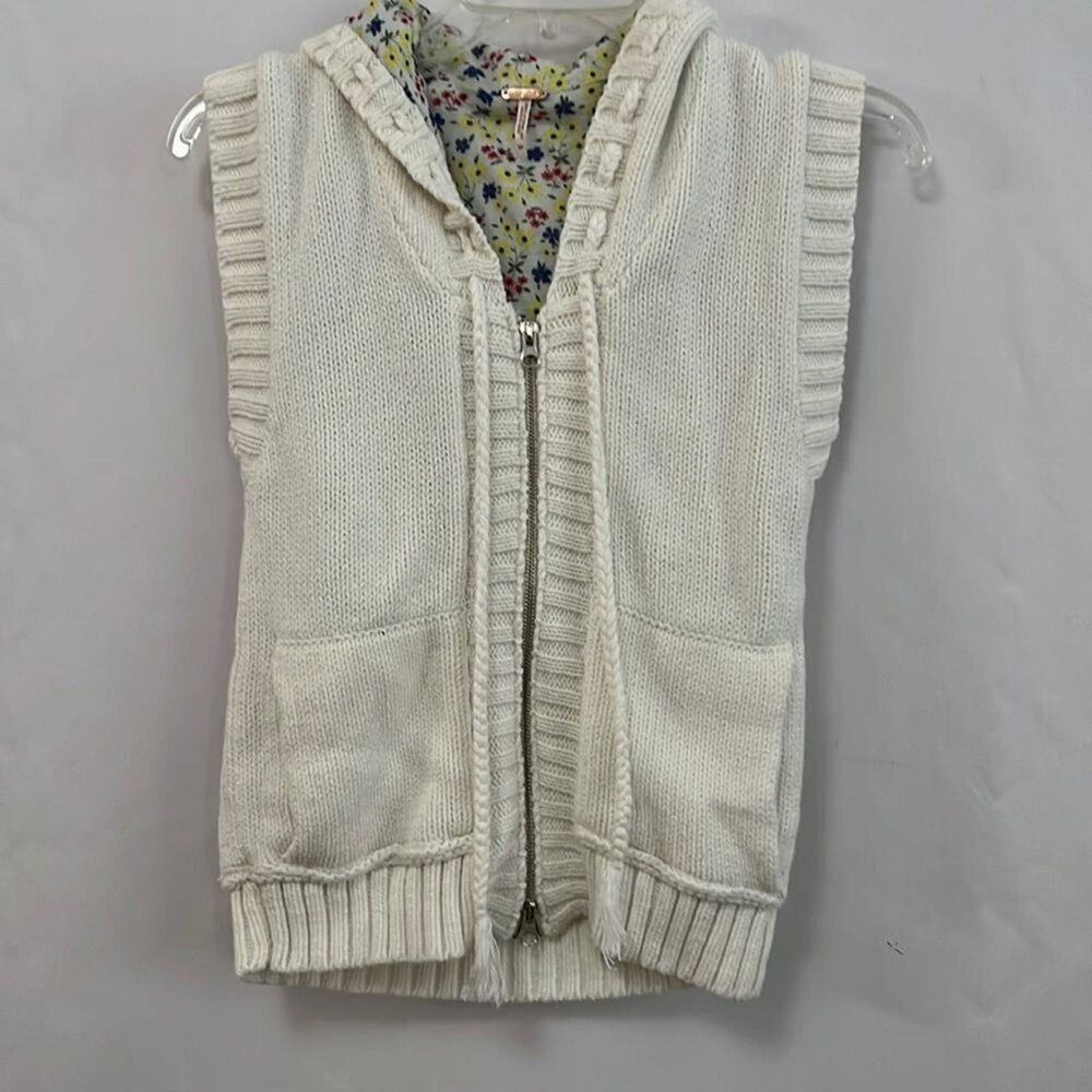 FREE PEOPLE SWEATER KNITTED VEST HOODIE SIZE S/P